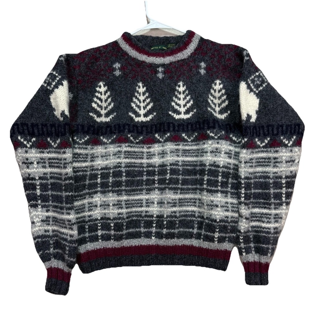 club room wool sweater Hand Knitted Small Winter Holiday